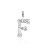 PINGENTE DE PRATA PAVE LETRA GRANDE F 55 COM ZIRCONES CRAVEJADOS 21620