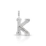 PINGENTE DE PRATA PAVE LETRA GRANDE K COM 63 ZIRCONES CRAVEJADOS 21625