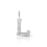 PINGENTE DE PRATA PAVE LETRA GRANDE L COM 48 ZIRCONES CRAVEJADOS 21626