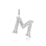 PINGENTE DE PRATA PAVE LETRA GRANDE M COM 75 ZIRCONES CRAVEJADOS 21627