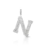 PINGENTE DE PRATA PAVE LETRA GRANDE N COM 71 ZIRCONES CRAVEJADOS 21628