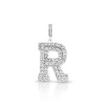 PINGENTE DE PRATA PAVE LETRA GRANDE R COM 65 ZIRCONES CRAVEJADOS 21630