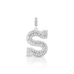 PINGENTE DE PRATA PAVE LETRA GRANDE S COM 67 ZIRCONES CRAVEJADOS 21631