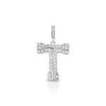 PINGENTE DE PRATA PAVE LETRA GRANDE T COM 47 ZIRCONES CRAVEJADOS 21632