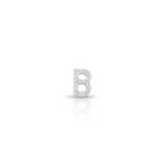 PINGENTE DE PRATA PAVE LETRA PEQUENA B 8 MM COM 18 ZIRCONES CRAVEJADOS 19385