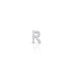 PINGENTE DE PRATA PAVE LETRA PEQUENA R 8MM COM 16 ZIRCONES CRAVEJADOS 19415
