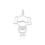 PINGENTE DE PRATA PAVE MENINA COM 17 ZIRCONES CRAVEJADOS 20788