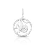 PINGENTE DE PRATA PAVE SIGNO LEÃO COM 49 ZIRCONES CRAVEJADOS 21245