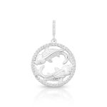 PINGENTE DE PRATA PAVE SIGNO PEIXES COM 49 ZIRCONES CRAVEJADOS 21233