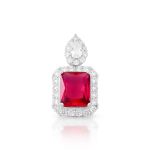 PINGENTE DE PRATA PEDRA PRINCIPAL CRSTAL 10 X 12 MM VERMELHO RUBI 42 ZIRCONES  20726