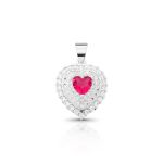 PINGENTE DE PRATA PEDRA PRINCIPAL CRSTAL 6 MM VERMEHLO RUBI 75 ZIRCONES  20732