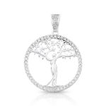 PINGENTE DE PRATA RELIGIOSO ÁRVORE DA VIDA 28 MM COM 64 ZIRCONES CRAVEJADOS 20775