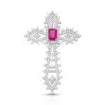 PINGENTE DE PRATA RELIGIOSO CRUZ COM 174 ZIRCONES CRAVEJADOS PEDRA PRINCIPAL 4 X 6 MM 18721