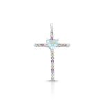 PINGENTE DE PRATA RELIGIOSO CRUZ COM 22 ZIRCONES CRAVEJADOS 22068