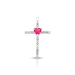 PINGENTE DE PRATA RELIGIOSO CRUZ COM 22 ZIRCONES CRAVEJADOS 22177