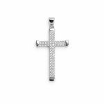 PINGENTE DE PRATA RELIGIOSO CRUZ COM 50 PEDRAS CRAVEJADAS