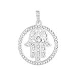 PINGENTE DE PRATA RELIGIOSO MAO 50 ZIRCONES
