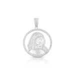 PINGENTE DE PRATA RELIGIOSO NOSSA SENHORA 28 MM COM 129 ZIRCONES CRAVEJADOS 20780