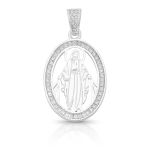 PINGENTE DE PRATA RELIGIOSO NOSSA SENHORA 28 MM COM 44 ZIRCONES CRAVEJADOS 20778