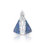 PINGENTE DE PRATA RELIGIOSO NSRA APARECIDA 28 MM COM 68 ZIRCONES CRAVEJADOS 20777