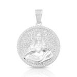 PINGENTE DE PRATA RELIGIOSO SAGRADO CORAÇÃO 28 MM COM 186 ZIRCONES CRAVEJADOS 20779