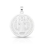 PINGENTE DE PRATA RELIGIOSO SÃO BENTO 28 MM COM 22 ZIRCONES CRAVEJADOS 20772
