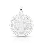 PINGENTE DE PRATA RELIGIOSO SÃO BENTO 28 MM COM 22 ZIRCONES CRAVEJADOS 20772