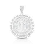 PINGENTE DE PRATA RELIGIOSO SÃO BENTO 28 MM COM 22 ZIRCONES CRAVEJADOS 20772