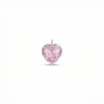 PINGENTE DE PRATA SOLITARIO CORACAO ROSA DE 6 MM EMBUTIDO