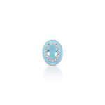 PINGENTE ESMALTADO AZUL OVAL COM 33 ZIRCONES