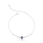 PULSEIRA DE PRATA 17cm + 5cm DE EXTENSOR OLHO GREGO ESMALTADO À MÃO LISO 22272