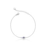 PULSEIRA DE PRATA 17cm + 5cm DE EXTENSOR OLHO GREGO ESMALTADO À MÃO LISO 22272