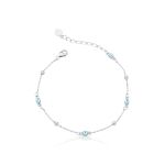 PULSEIRA DE PRATA BOLINHA E OLHO GREGO 18460