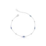PULSEIRA DE PRATA BOLINHA E OLHO GREGO 18460