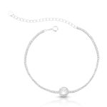 PULSEIRA DE PRATA DELUXE 17cm + 5cm DE EXTENSOR RETANGULAR COM 19 ZIRCONES DE 1,5 MM E PEDRA CENTRAL DE 4 x 6 MM CRAVEJA