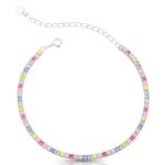 PULSEIRA DE PRATA DELUXE RIVIEIRA 17cm + 5cm DE EXTENSOR COM 67 ZIRCONES QUADRADOS DE 2 MM CRAVEJADOS 22028
