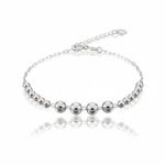 PULSEIRA DE PRATA LISA BOLINHAS 18 CM + EXTENSOR