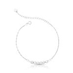 PULSEIRA DE PRATA LISO 17cm + 5cm DE EXTENSOR COM 6 BOLINHAS 20800