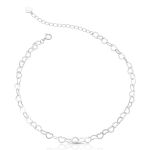 PULSEIRA DE PRATA LISO CORAÇÕES 17CM DE COMPRIMENTO + 5CM DE EXTENSOR 21305