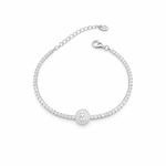 PULSEIRA DE PRATA RIVIERA COM PINGENTE SOLITARIO 20 CM 500978