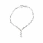 PULSEIRA DE PRATA SOLITARIO 18 CM COM 1 ZIRCONIA  NAVETE DE 8 X 4 MM