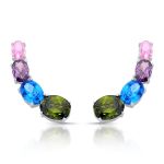 BRINCO DE PRATA CRISTAL ARCO 8 ZIRCONES