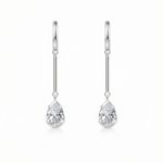BRINCO DE PRATA PALITO COM ZIRCONIA GOTA 8 X 12 MM PENDURADA