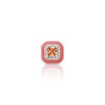 PINGENTE ESMALTADO FENDI QUADRADO COM 17 ZIRCONES