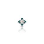 PINGENTE ESMALTADO VERDE FLOR COM 5 ZIRCONES