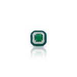 PINGENTE ESMALTADO VERDE QUADRADO COM 17 ZIRCONES