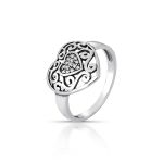 ANEL DE PRATA BALI CORACAO COM 14 ZIRCONES CRAVEJADOS 21345