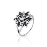ANEL DE PRATA BALI FLOR COM 13 ZIRCONES CRAVEJADOS 21062