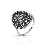 ANEL DE PRATA BALI REDONDO COM 15 ZIRCONES CRAVEJADOS 21100