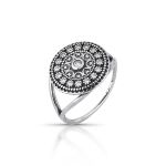 ANEL DE PRATA BALI REDONDO COM 17 ZIRCONES CRAVEJADOS CRISTAL 2.00 MM 21108